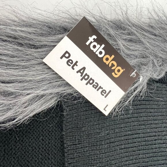 Fabdog  Pet Apparel Faux Fur Sweater Vest For Dogs Black & Gray Size L - Picture 3 of 7
